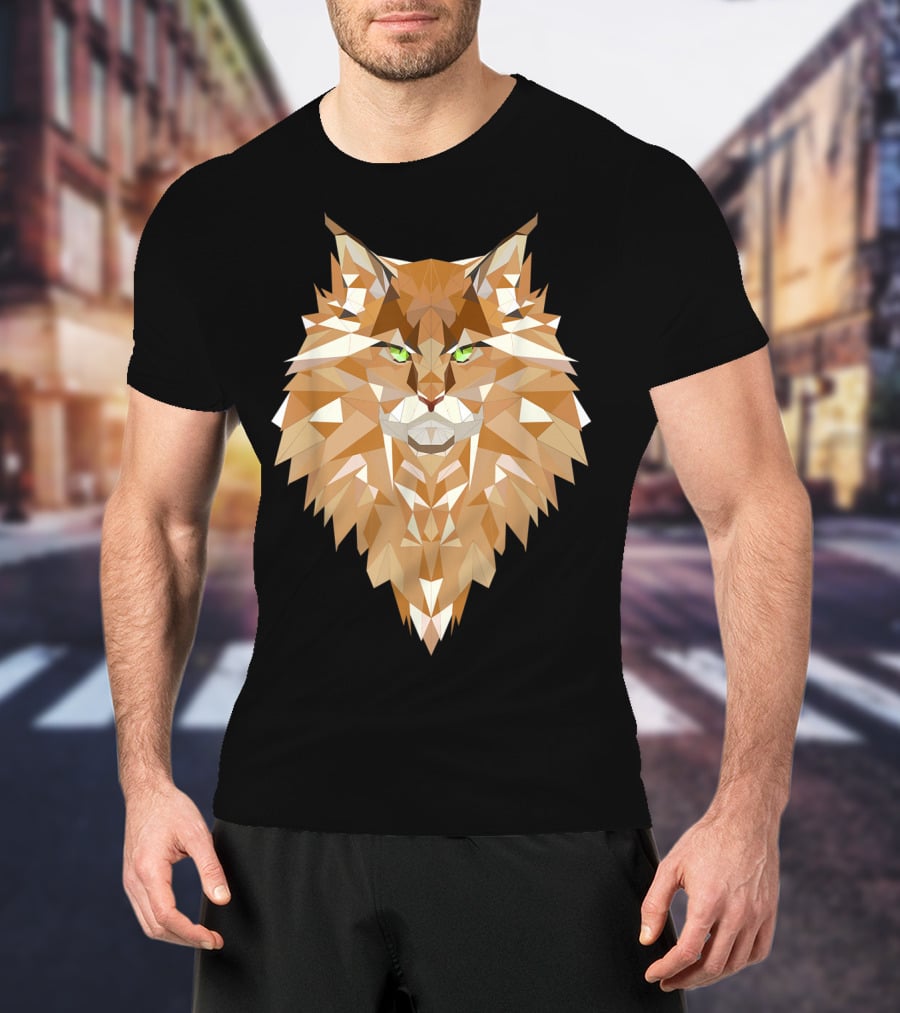 Maine Coon Cat Geometric T-Shirt