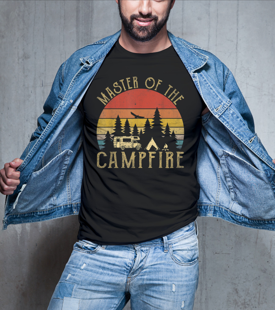 Master Of The Campfire Vintage RV Adventure Camping Scene T-Shirt