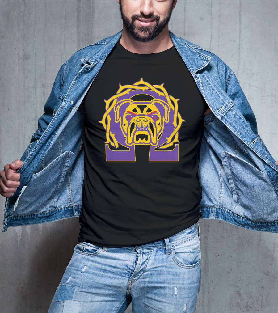 Omega Que Dawg Psi Phi Purple Gold Bulldog T-Shirt