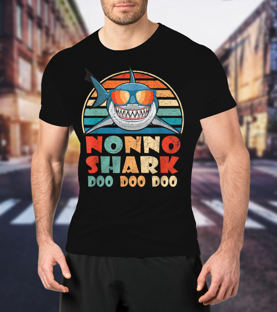 Nonno Shark Doo Doo Doo Retro Sunglasses Vintage Family Birthday T-Shirt