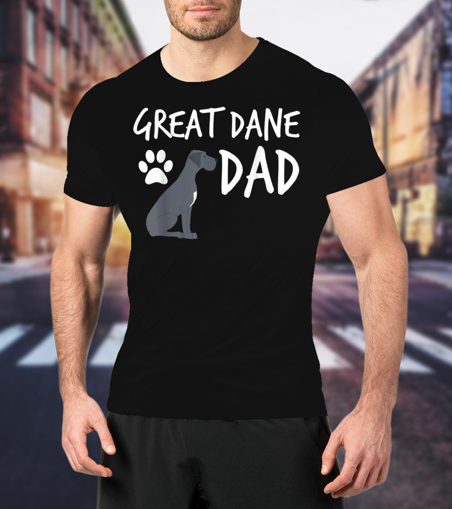 Great Dane Dad Dog Paw Print Puppy Lover T-Shirt
