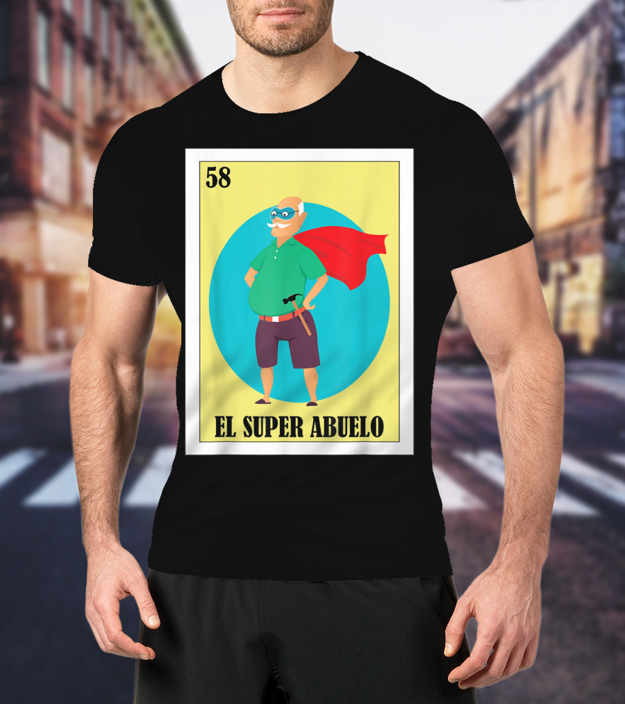 58 Mens Loteria El Super Abuelo Reg Hero Grandpa T-Shirt