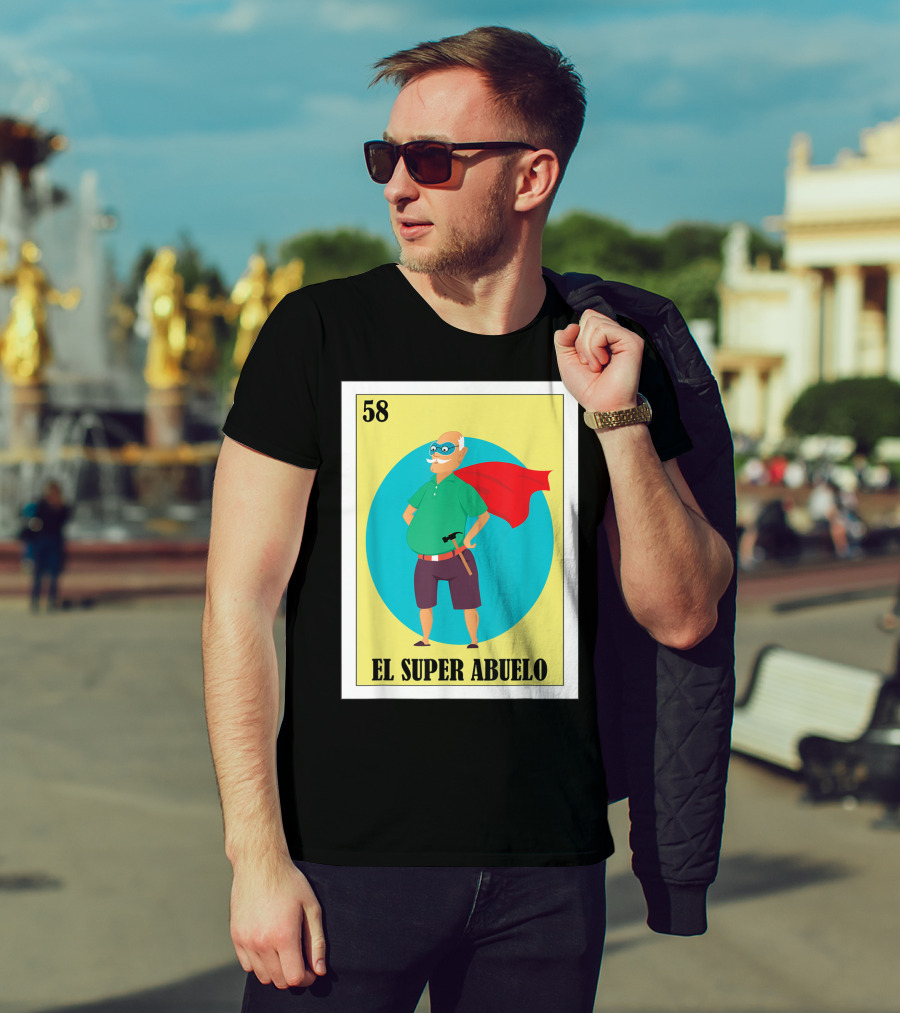 58 Mens Loteria El Super Abuelo Reg Hero Grandpa T-Shirt