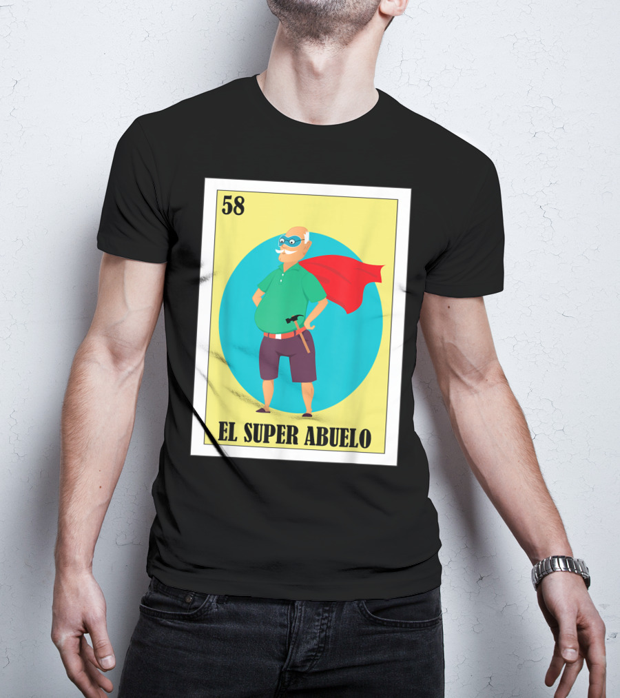 58 Mens Loteria El Super Abuelo Reg Hero Grandpa T-Shirt