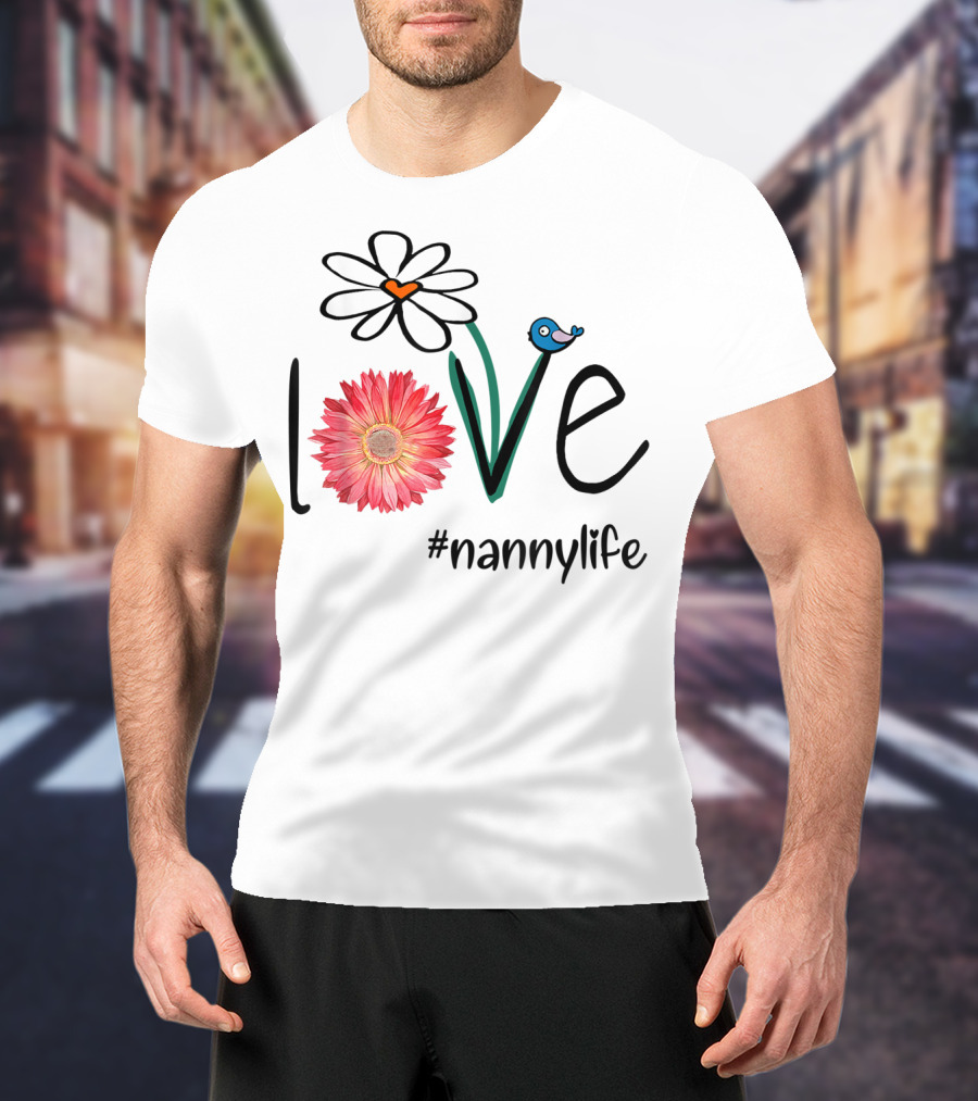 Love Floral Heart Mom Nanny Life #mimilife T-Shirt