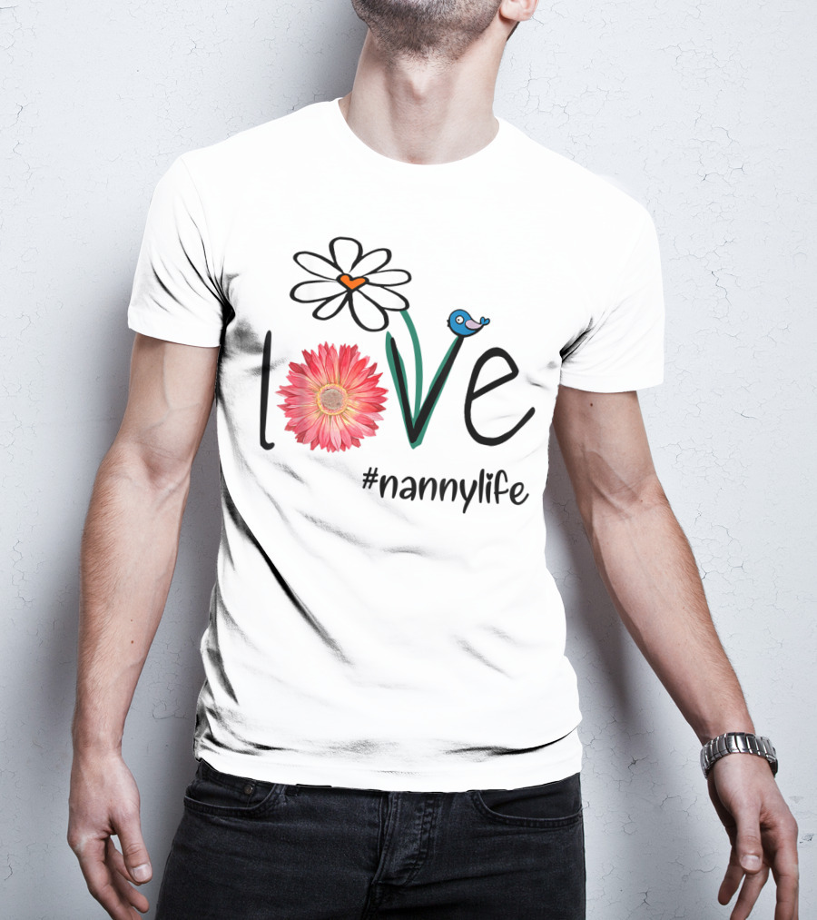 Love Floral Heart Mom Nanny Life #mimilife T-Shirt