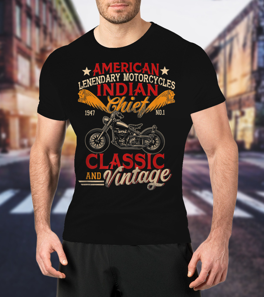 American Legendary Motorcycles Indian Chief 1947 No.1 Classic And Vintage T-Shirt