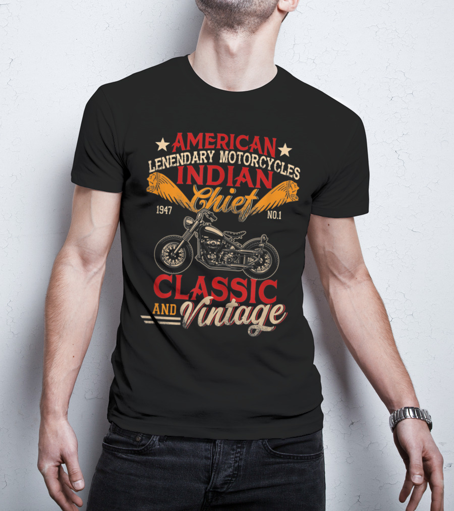 American Legendary Motorcycles Indian Chief 1947 No.1 Classic And Vintage T-Shirt