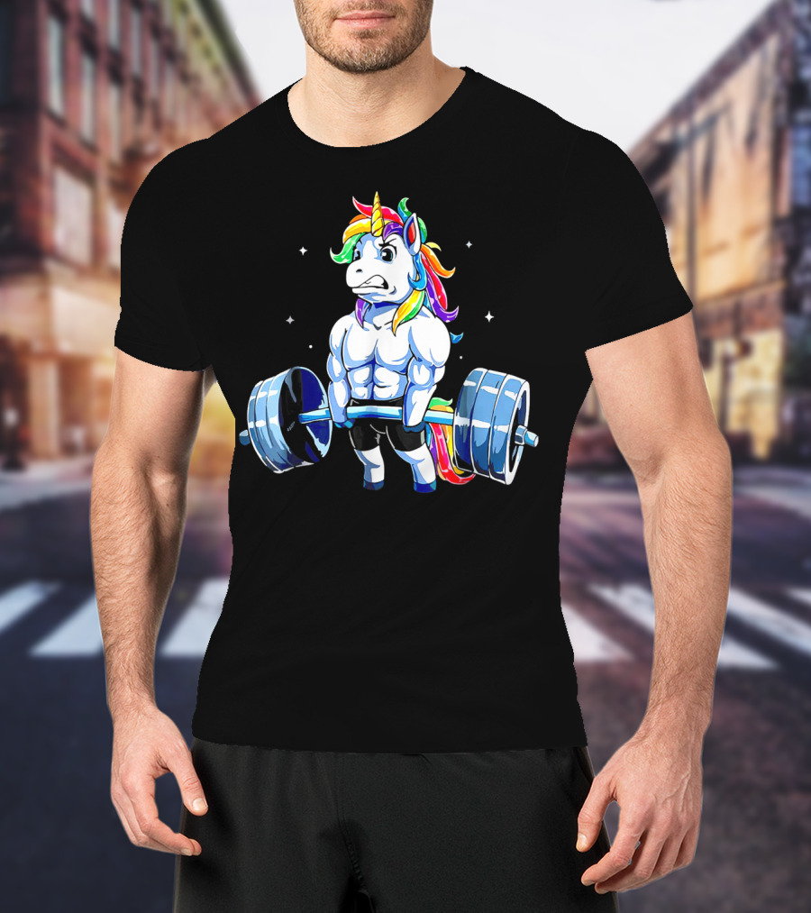 Muscle Unicorn Rainbow Powerlifting T-Shirt