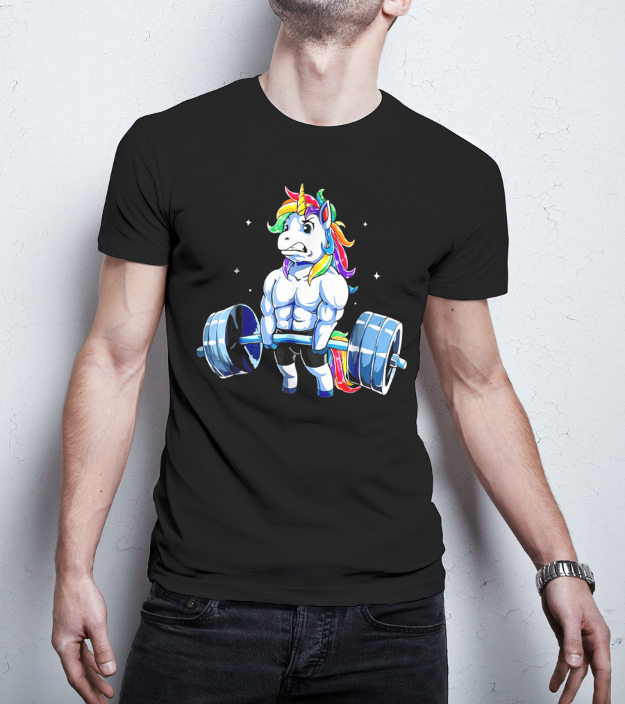 Muscle Unicorn Rainbow Powerlifting T-Shirt