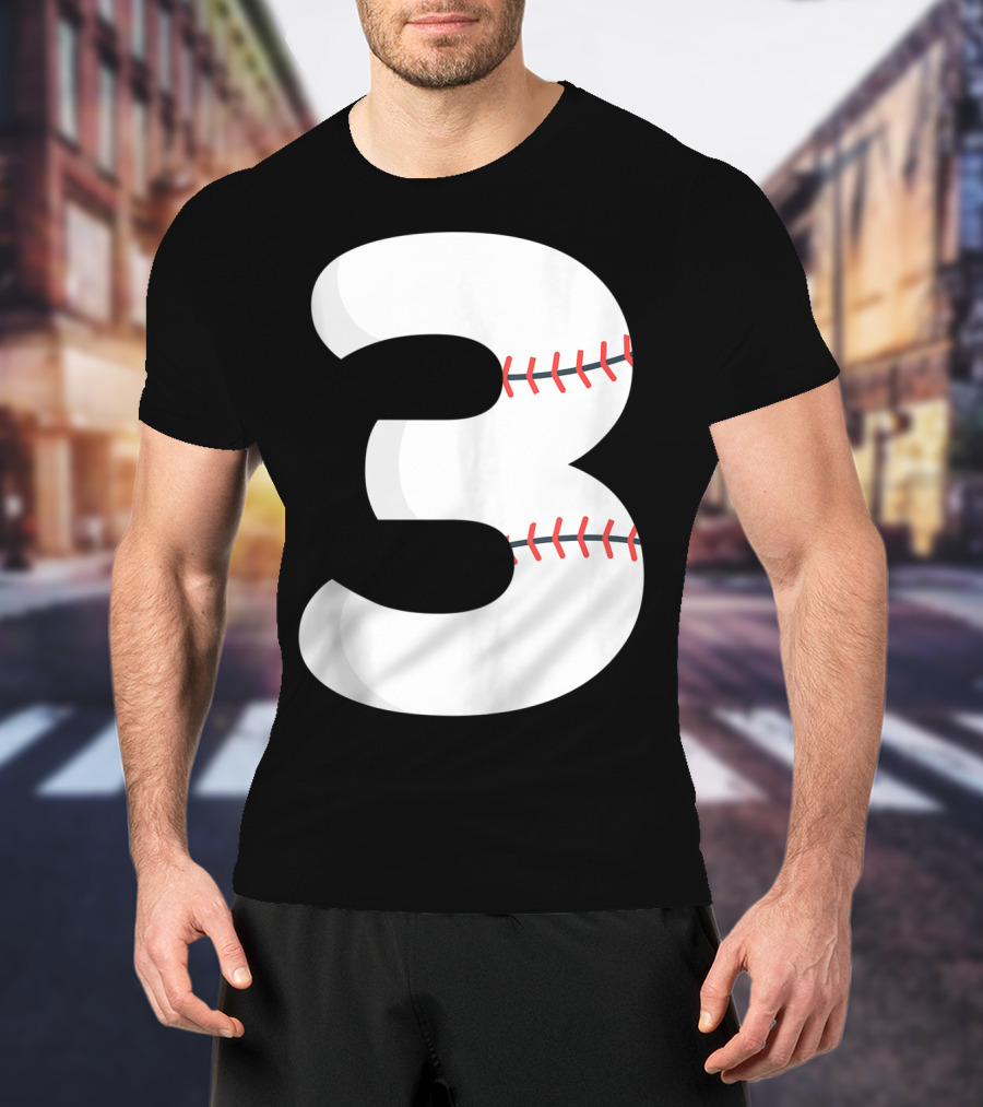 Number 3 Baseball Pitcher Batter Team Concept T-Shirt