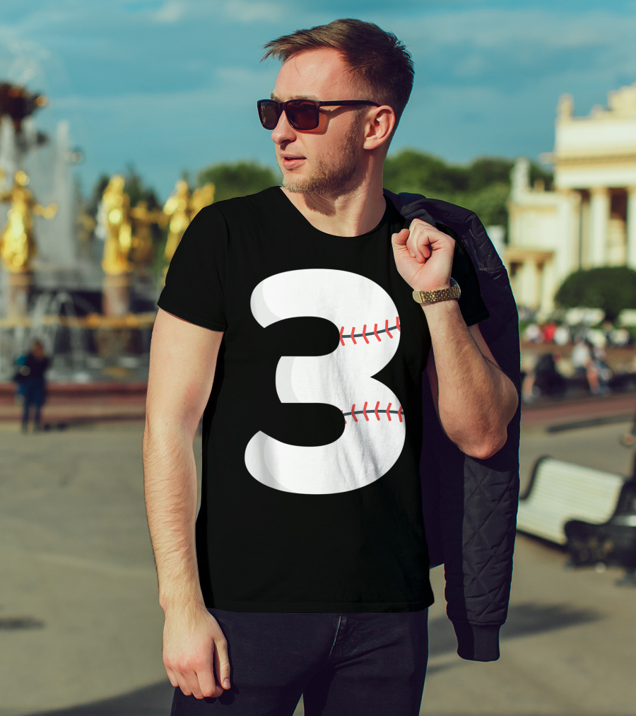 Number 3 Baseball Pitcher Batter Team Concept T-Shirt