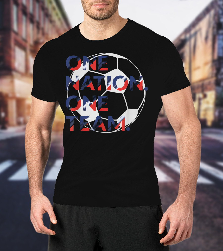 One Nation One Team Soccer Ball United States France T-Shirt