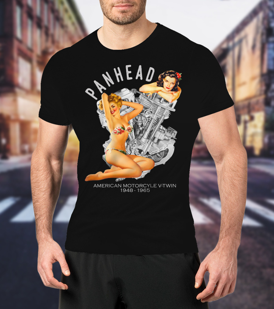 Panhead American Motorcycle V-Twin 1948-1965 Pinup T-Shirt