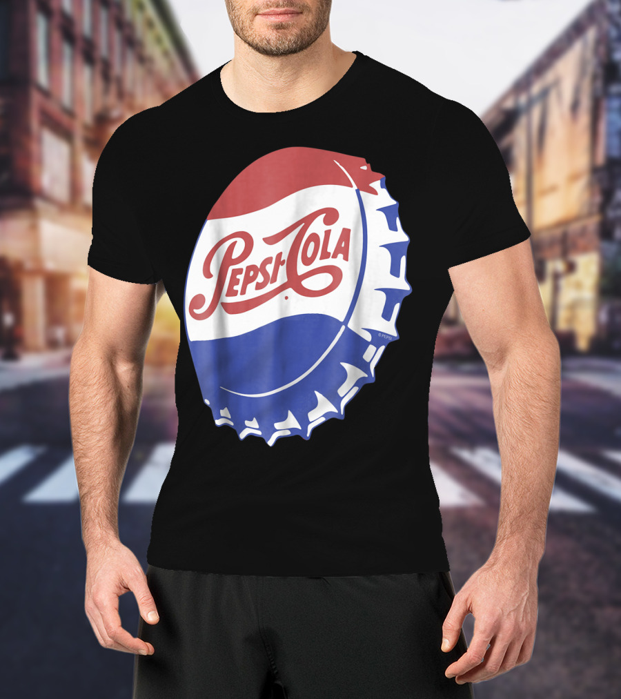 Pepsi Cola Vintage Bottle Cap Logo Soft Drinks Retro Branding T-Shirt