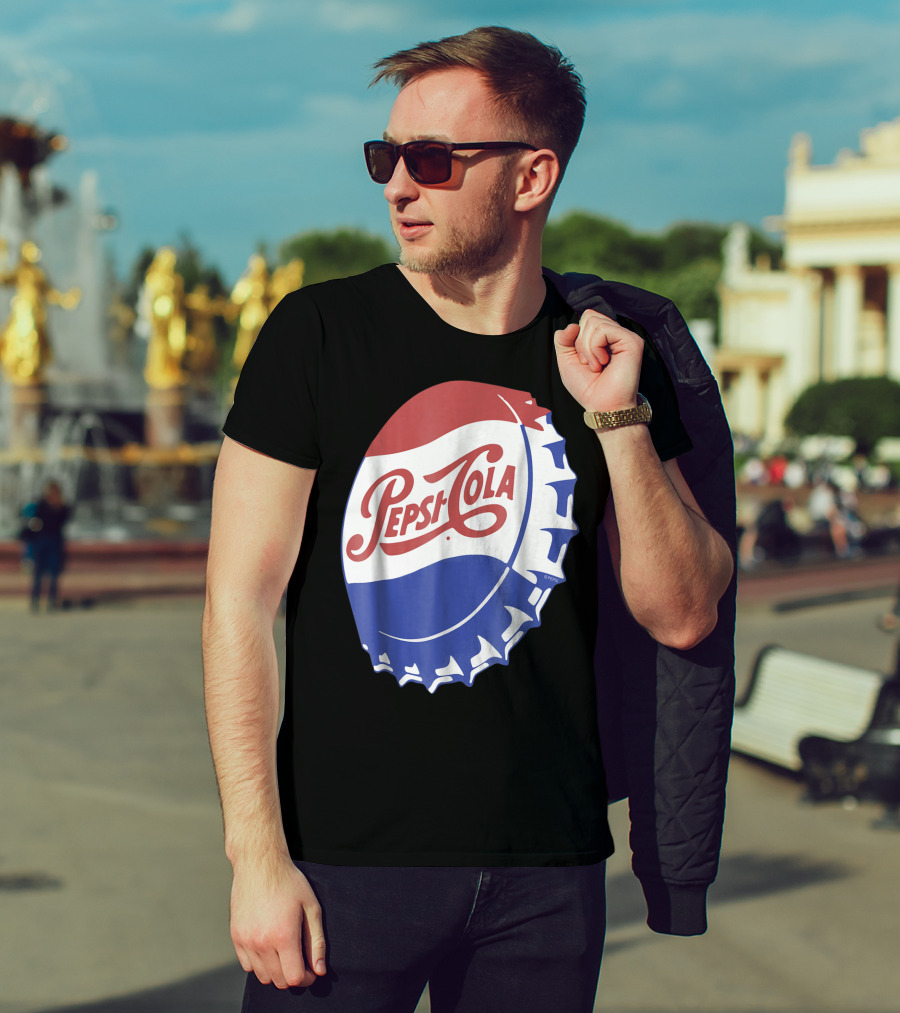 Pepsi Cola Vintage Bottle Cap Logo Soft Drinks Retro Branding T-Shirt