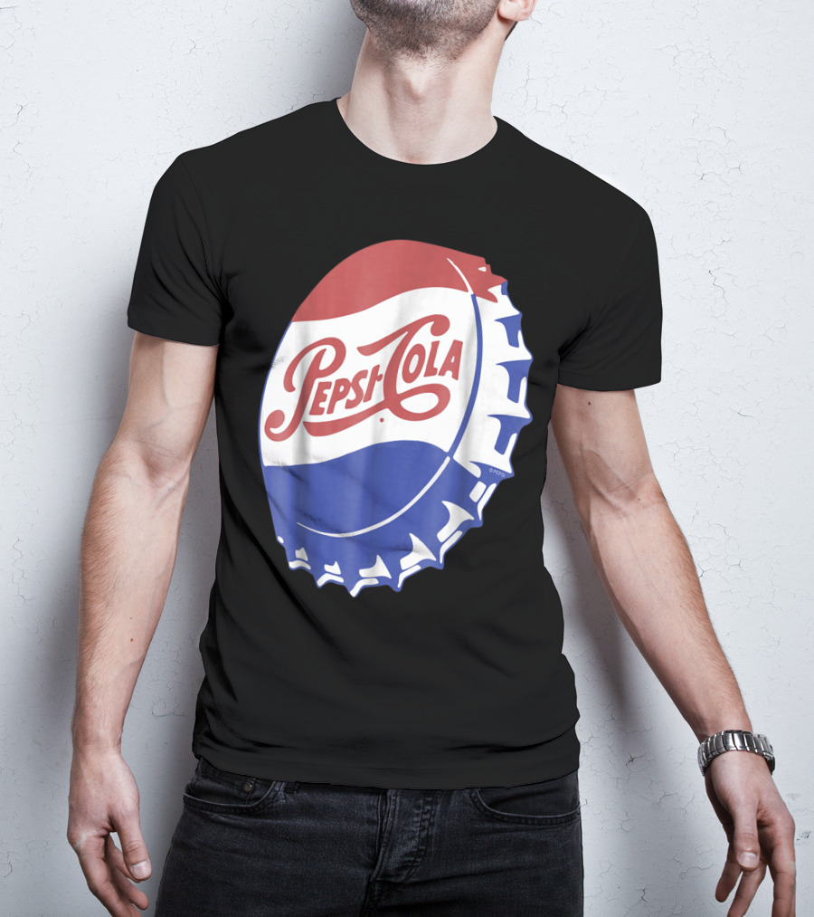 Pepsi Cola Vintage Bottle Cap Logo Soft Drinks Retro Branding T-Shirt