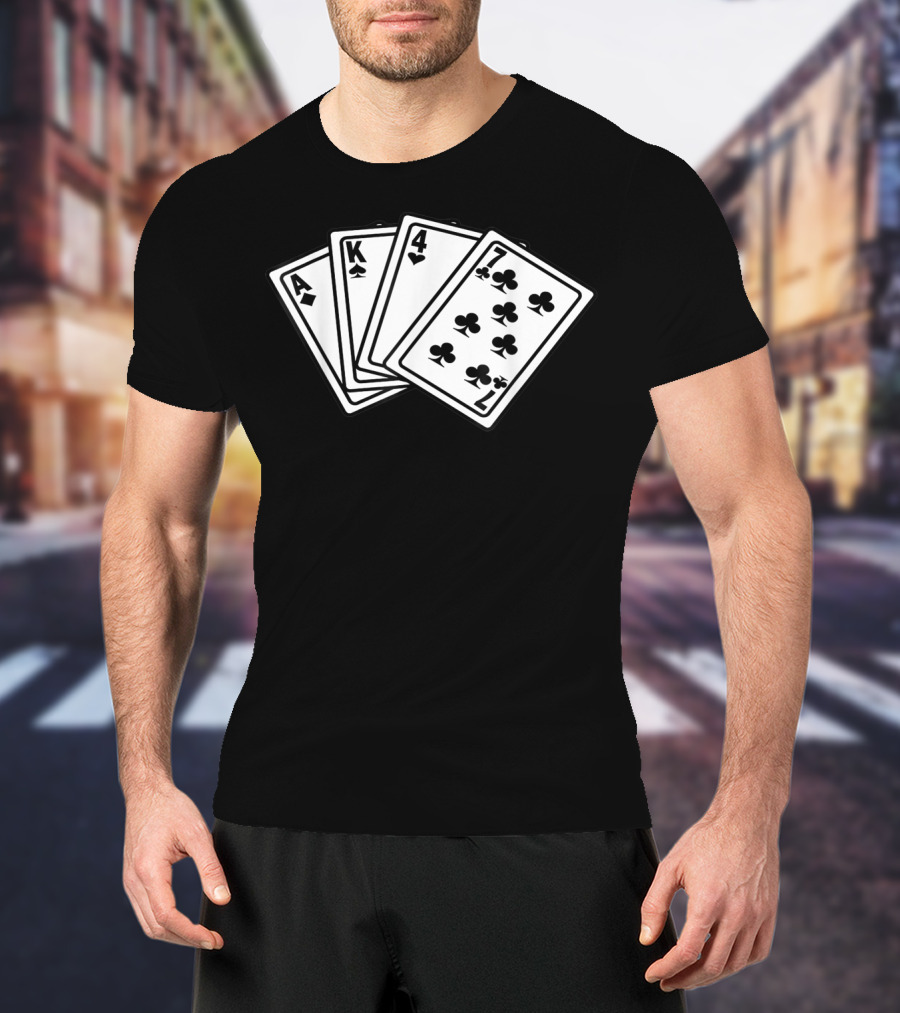 AK 47 Funny Poker Cards Playing Hand T-Shirt