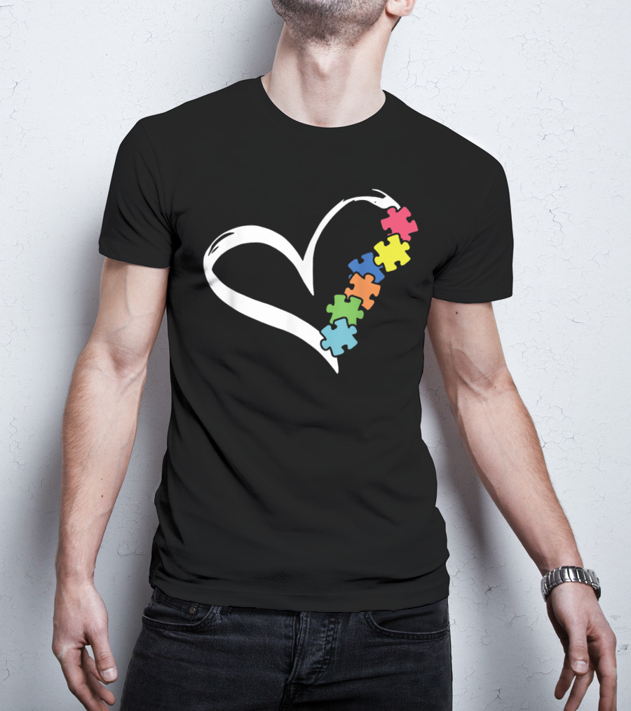Puzzles Piece Heart Autism Awareness Love T-Shirt