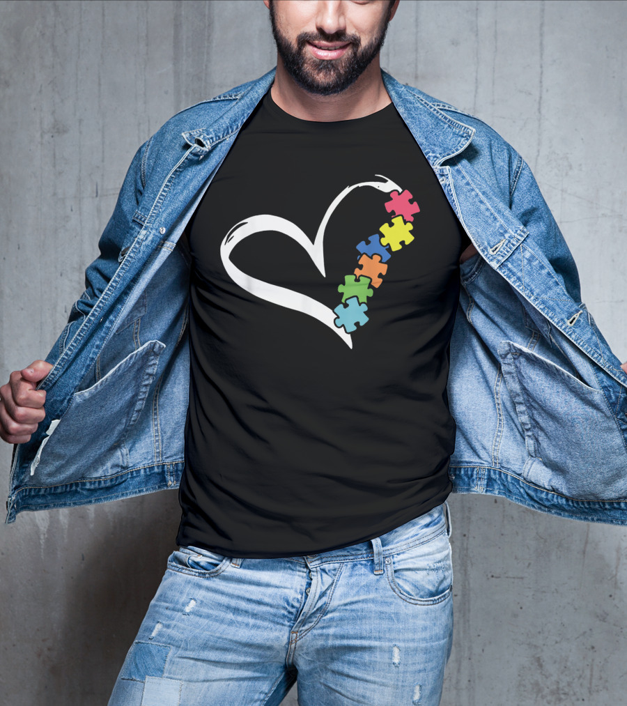 Puzzles Piece Heart Autism Awareness Love T-Shirt