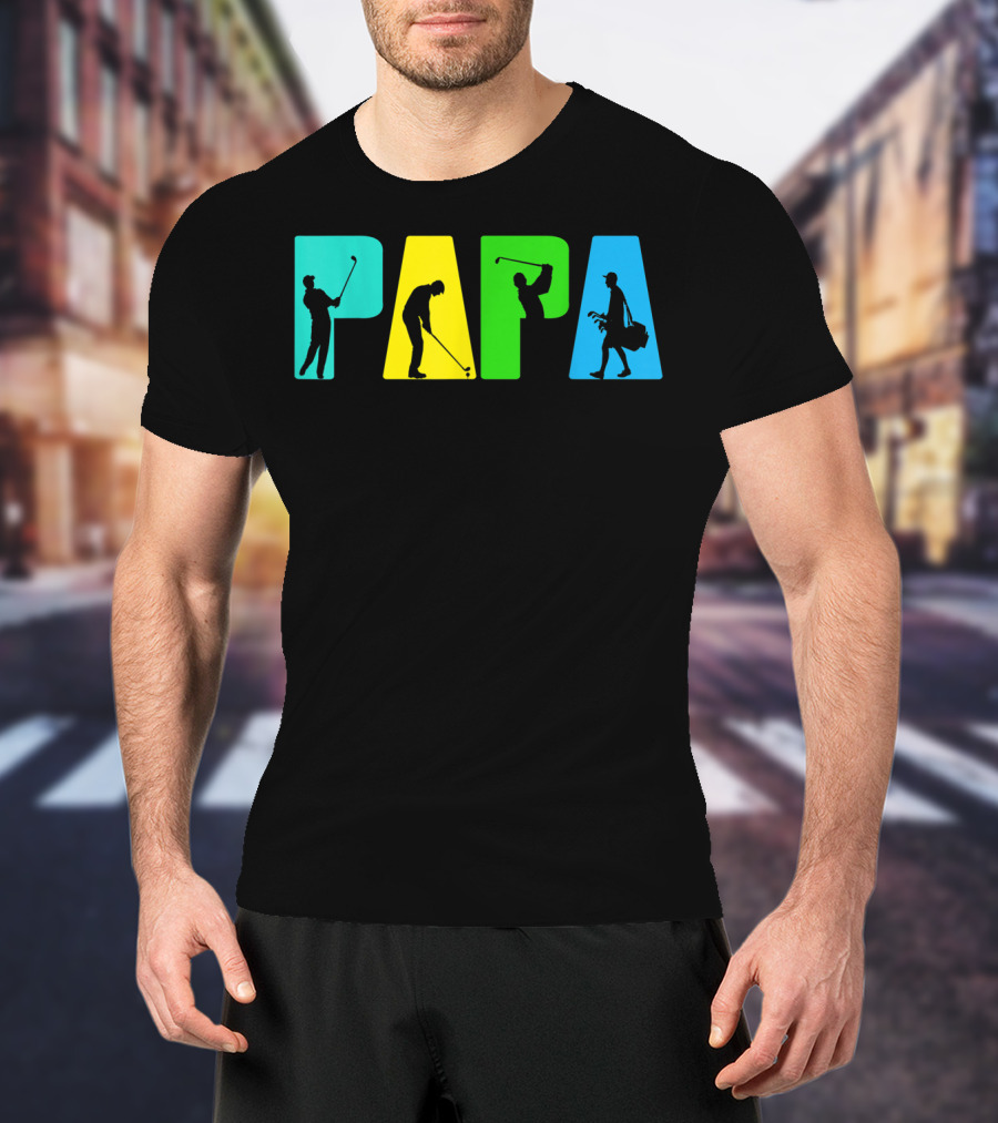 Papa Retro Golf Silhouettes Father's Day T-Shirt