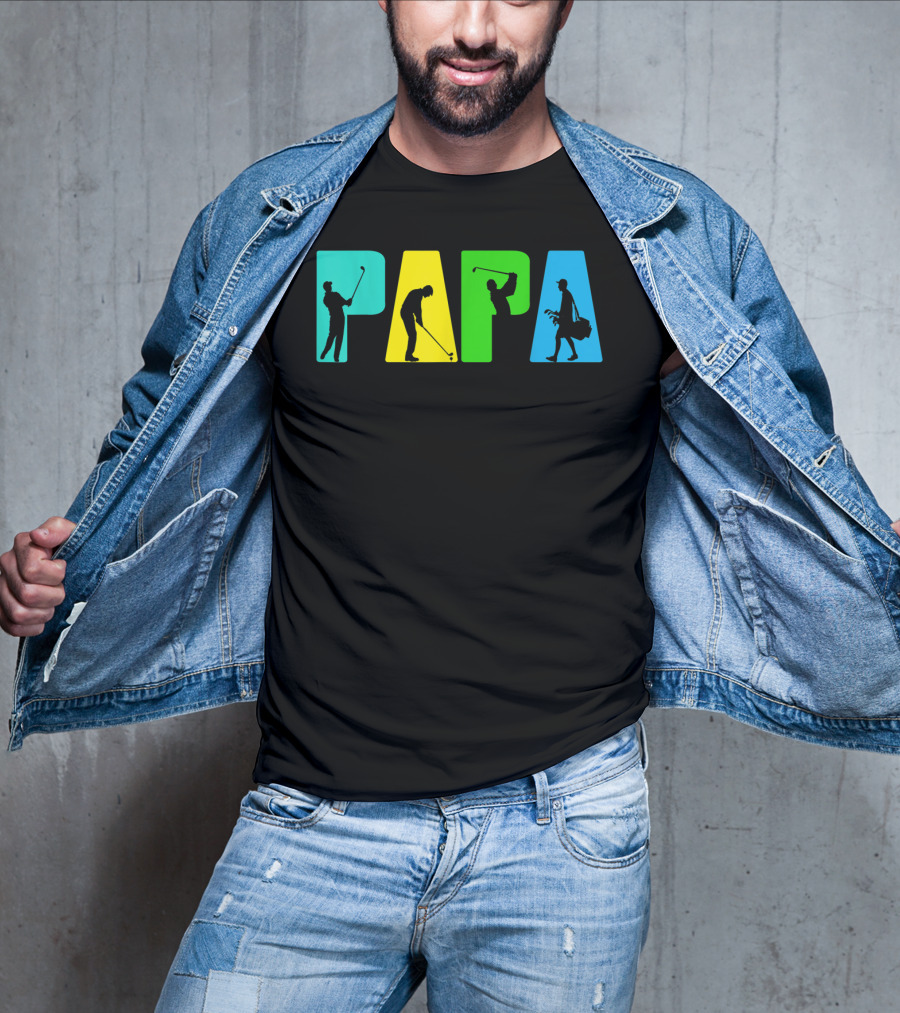 Papa Retro Golf Silhouettes Father's Day T-Shirt