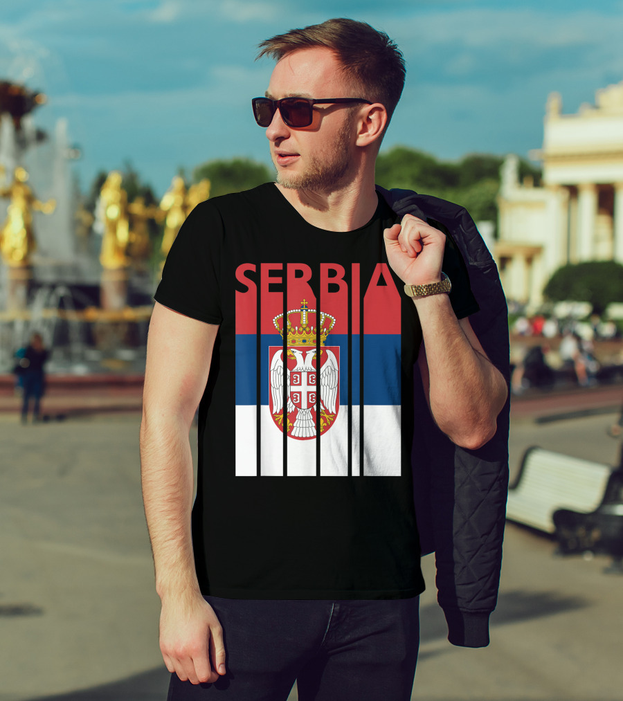 Serbia Vintage Flag Serbian Coat Of Arms T-Shirt