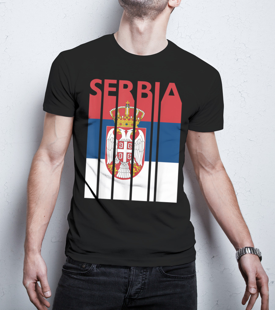 Serbia Vintage Flag Serbian Coat Of Arms T-Shirt