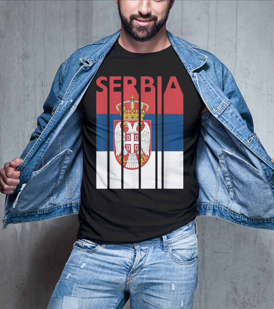 Serbia Vintage Flag Serbian Coat Of Arms T-Shirt