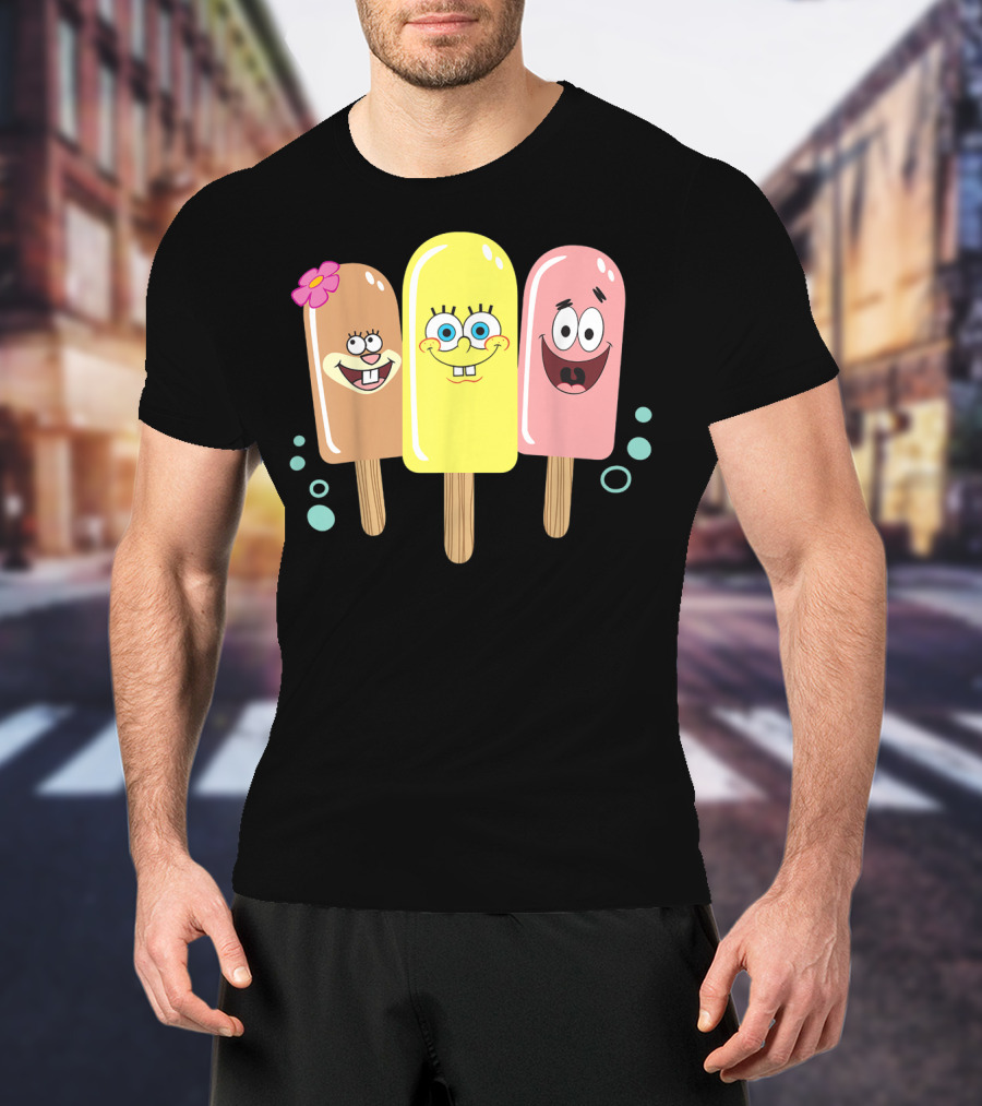 Spongebob Squarepants Sandy Patrick Popsicle Ice Cream Friends T-Shirt