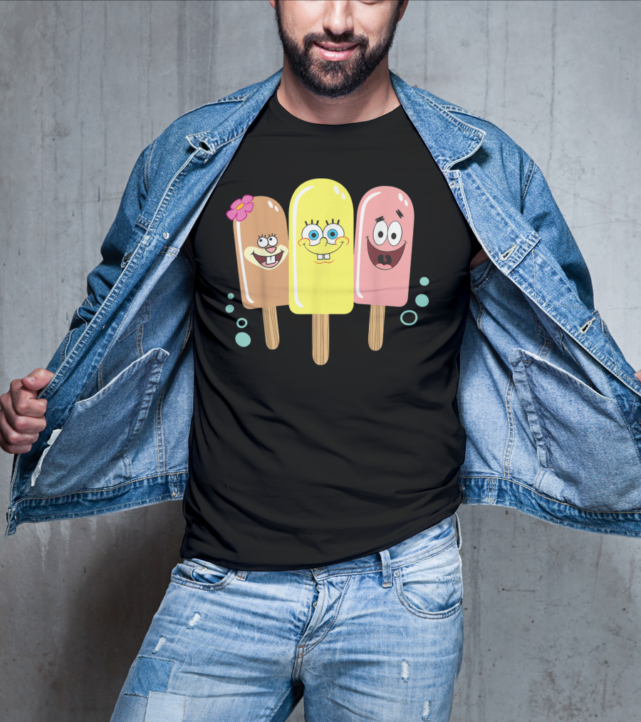 Spongebob Squarepants Sandy Patrick Popsicle Ice Cream Friends T-Shirt