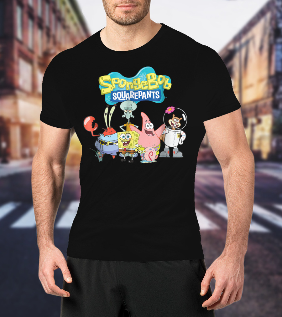 SpongeBob SquarePants Characters Group Featuring Mr. Krabs, Squidward, Patrick, Sandy, And Gary T-Shirt