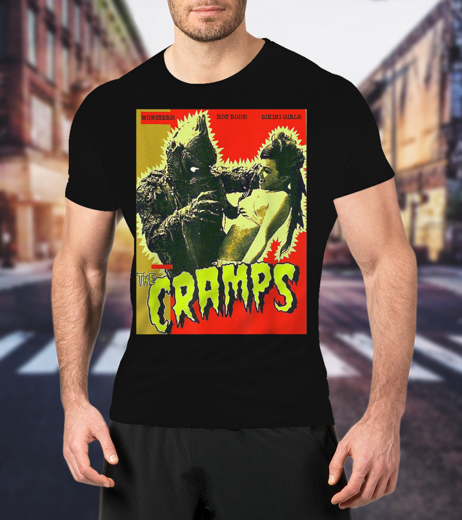 The Cramps Monsters Hot Rods Bikini Girls Punk Rock Band T-Shirt