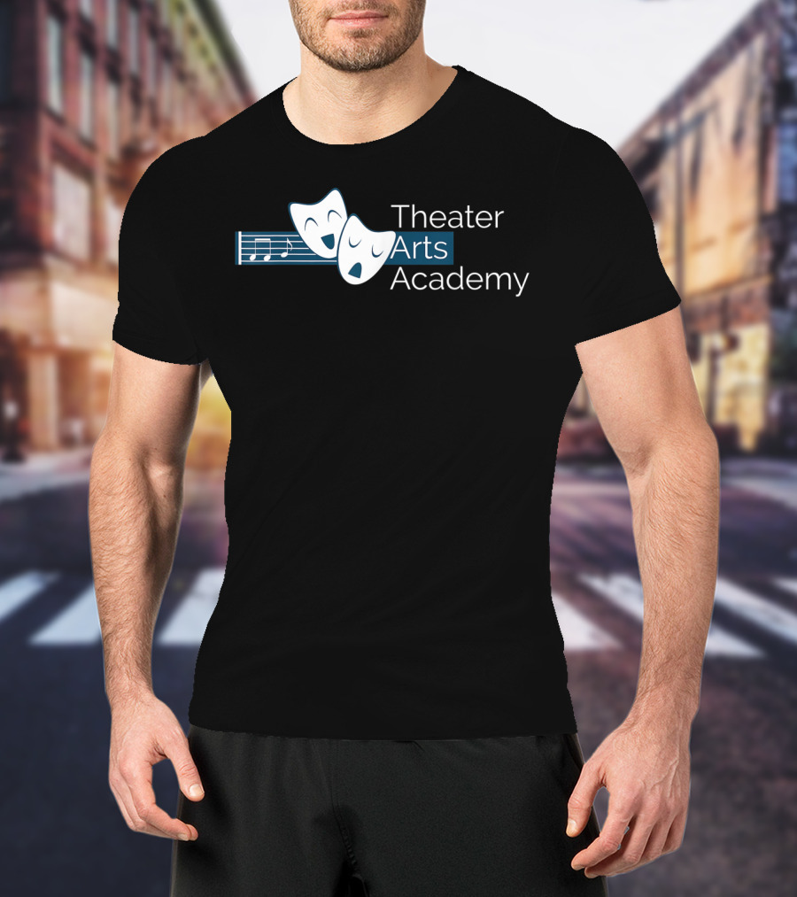 Theater Arts Academy Comedy And Tragedy Masks With Musical Notes T-Shirt