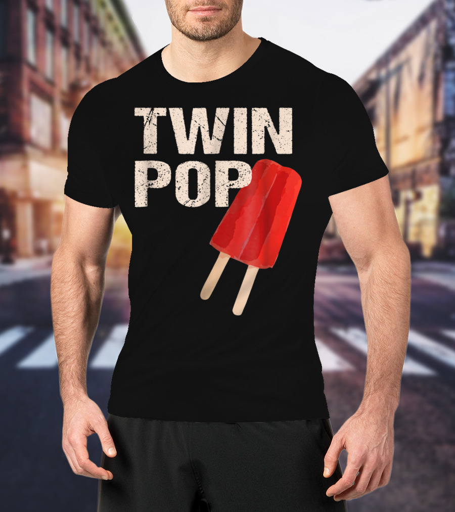 TWIN POP For Grandpa Twins Dad Ice Cream Popsicle T-Shirt