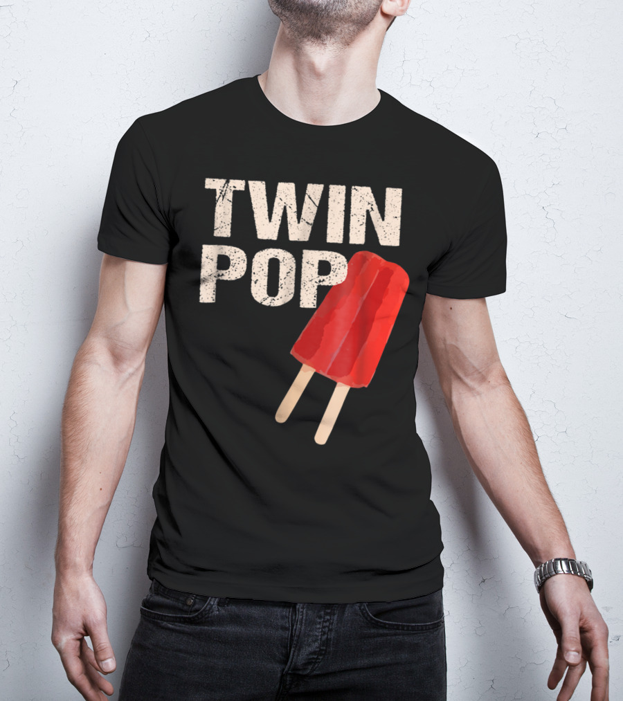 TWIN POP For Grandpa Twins Dad Ice Cream Popsicle T-Shirt