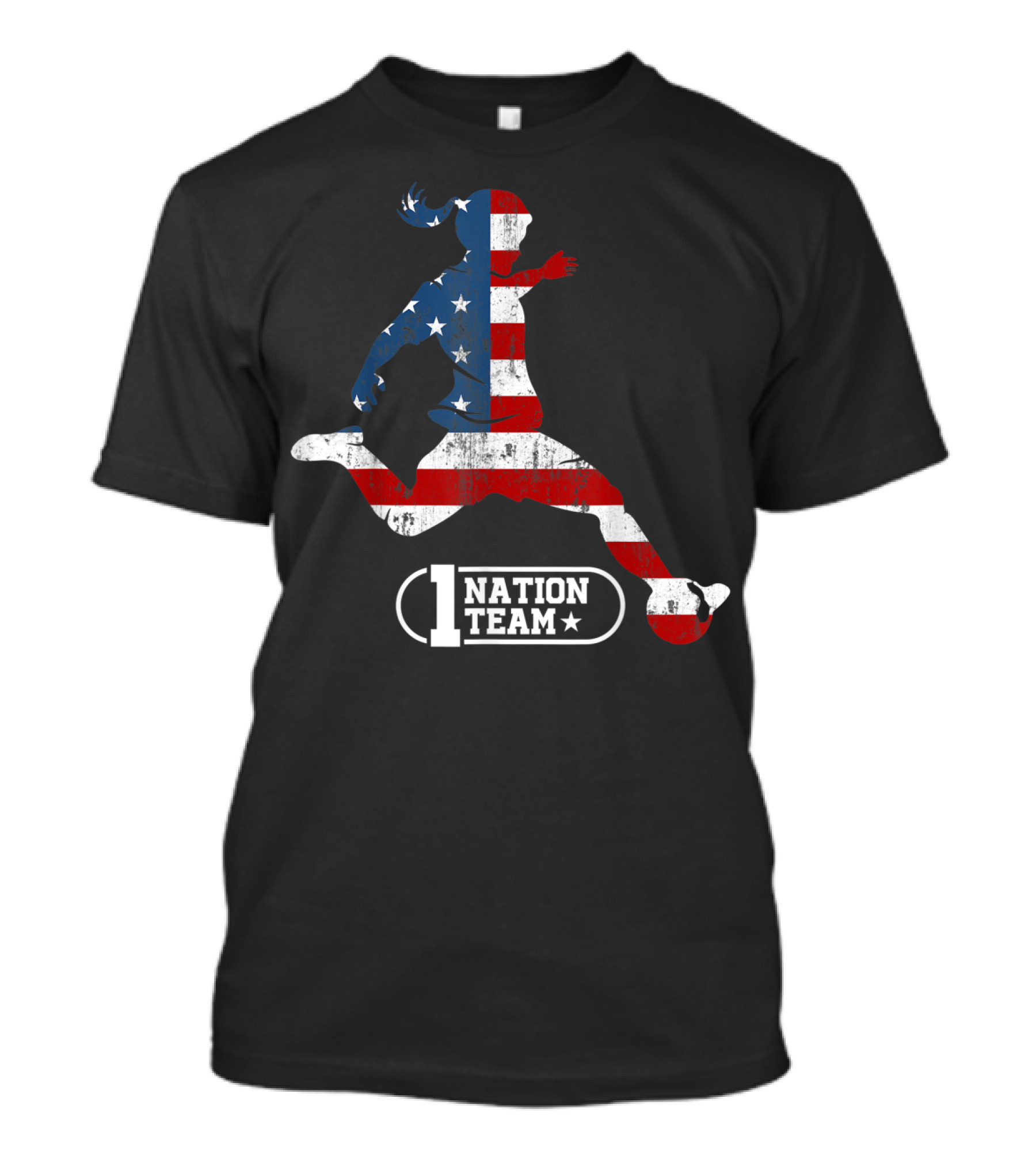 1 Nation Team Us Women Soccer Player Big Fan T-Shirt