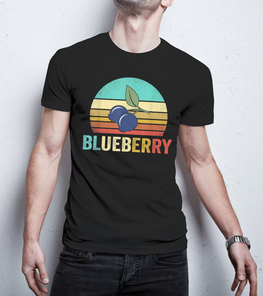 Vintage Blueberry Retro Sunset Stripes T-Shirt