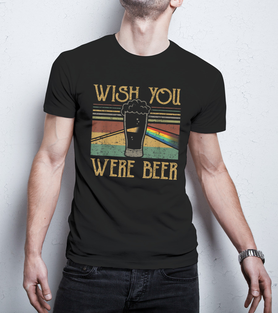 Wish You Were Beer Rainbow Prism Vintage Style Pint Glass T-Shirt