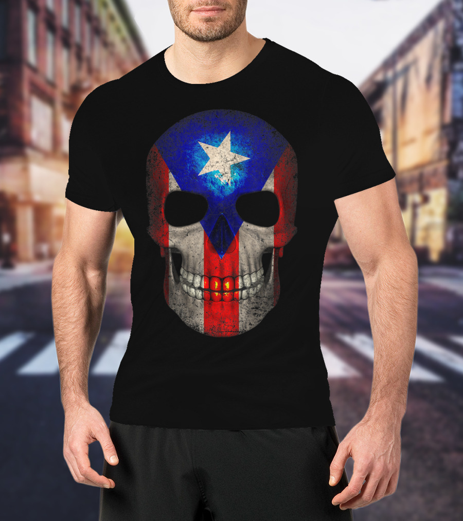 Puerto Rico Flag Skull T-Shirt