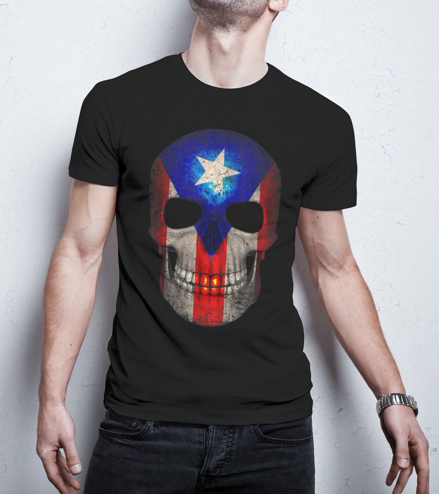 Puerto Rico Flag Skull T-Shirt