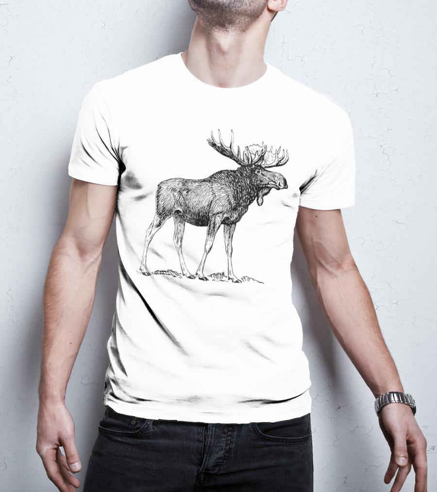 Vintage Moose Illustration Retro Wildlife T-Shirt