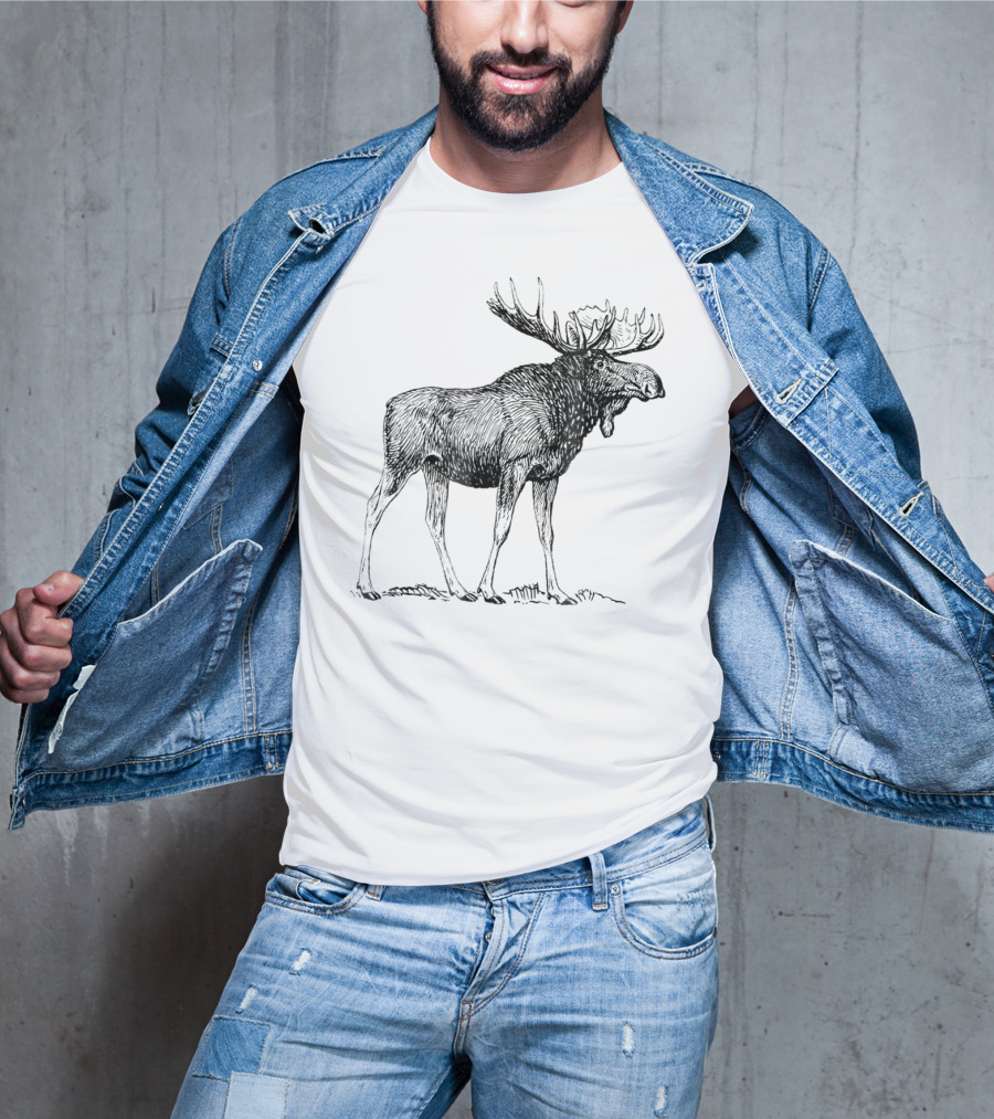 Vintage Moose Illustration Retro Wildlife T-Shirt