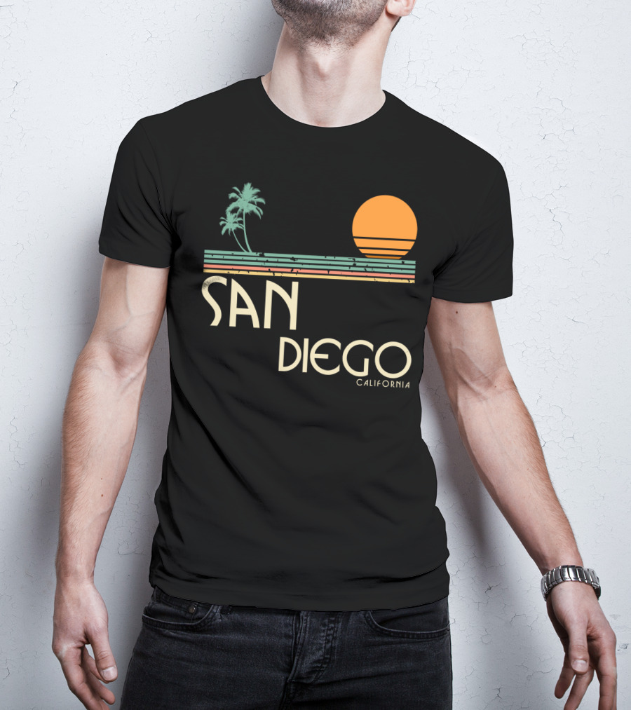 San Diego California Vintage Sunset Palm Trees T-Shirt