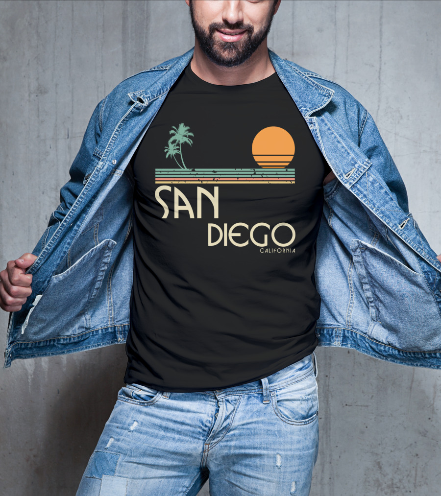 San Diego California Vintage Sunset Palm Trees T-Shirt