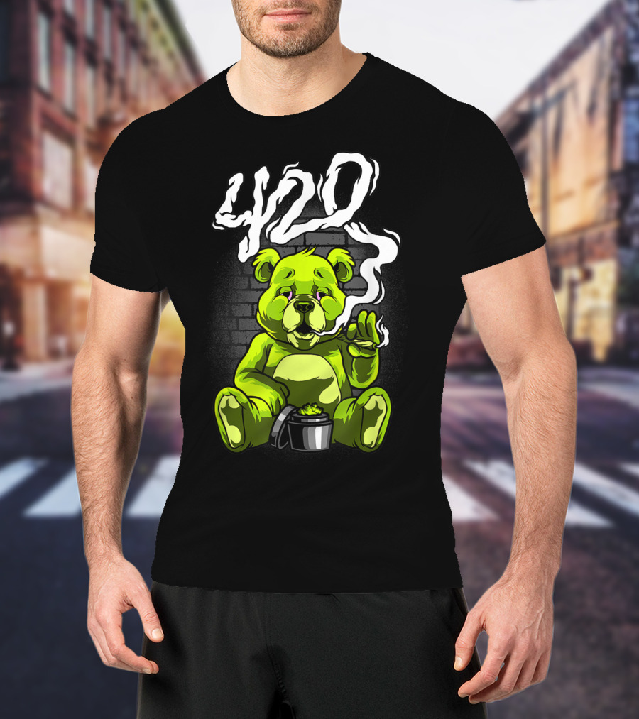 Cannabis Weed Bear Stoned Teddy 420 Joint T-Shirt