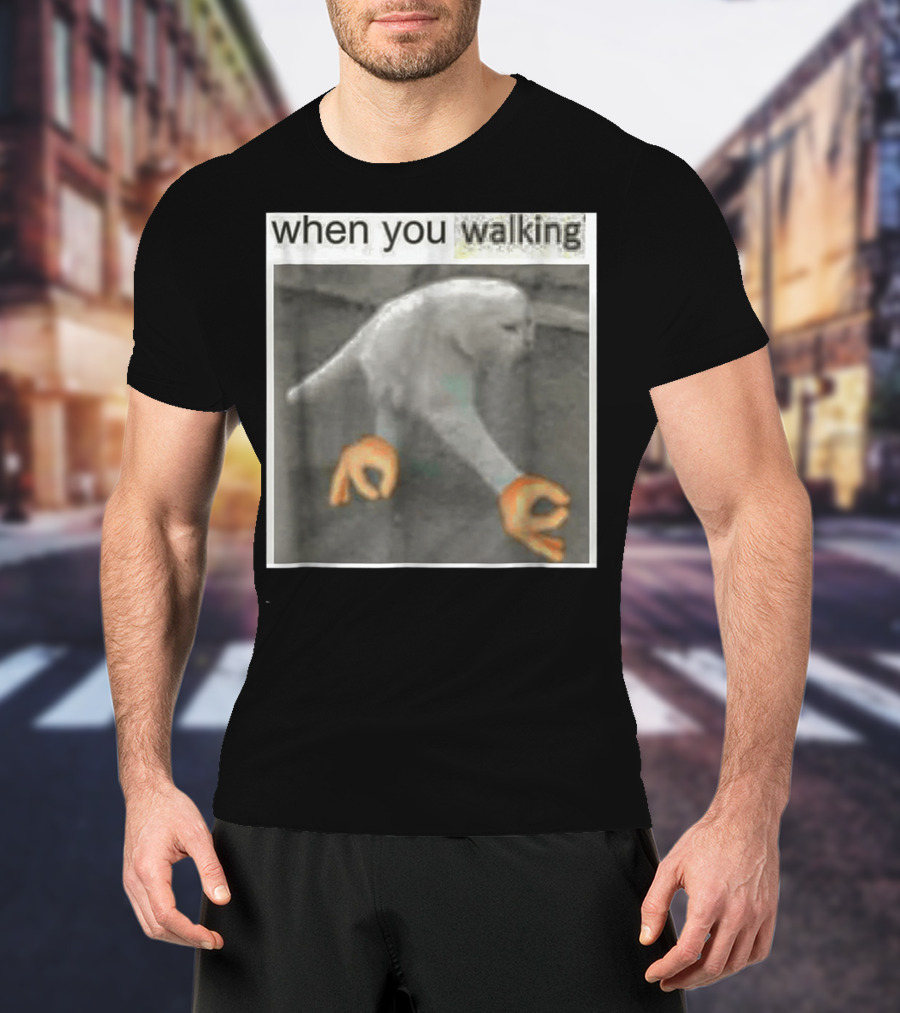 When You Walking Cat Meme With 3D Hands T-Shirt