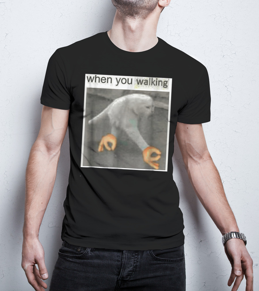 When You Walking Cat Meme With 3D Hands T-Shirt