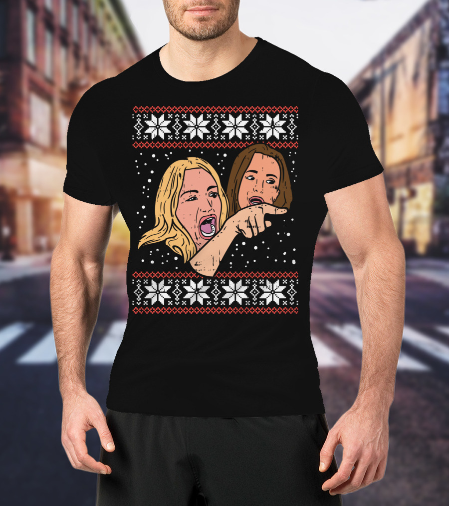 Angry Woman Yelling At Cat Meme Ugly Christmas T-Shirt