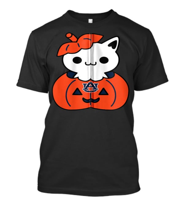 Auburn Tigers Cat In Pumpkin Halloween T-Shirt